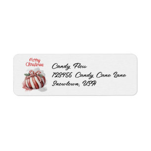 Merry Christmas Waterverf Candy Cane Snoep Etiket