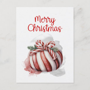 Merry Christmas Waterverf Candy Cane Snoep Feestdagenkaart