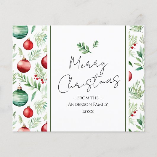 Merry Christmas Waterverf Tree Ornament (Voorkant)