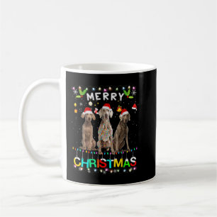 Merry Christmas Weimaraner Shirt Santa Hat Lights Koffiemok