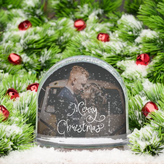 Merry Christmas Whimsical Script Custom Photo (Noël)