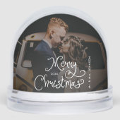Merry Christmas Whimsical Script Custom Photo Sneeuwbol (Voorkant)