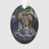 Merry Christmas Whimsical Script Family Photo Dog (devant)