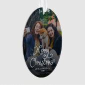 Merry Christmas Whimsical Script Family Photo Dog (devant)