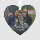 Merry Christmas Whimsical Script Family Photo Dog (devant)