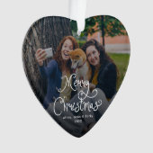 Merry Christmas Whimsical Script Family Photo Dog (devant)