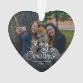 Merry Christmas Whimsical Script Family Photo Dog (dos)