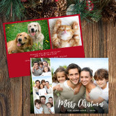 Merry Christmas White Script Photo Strip Feestdagenkaart