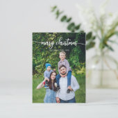 Merry Christmas White Script Unique Photo Briefkaart (Staand voorkant)