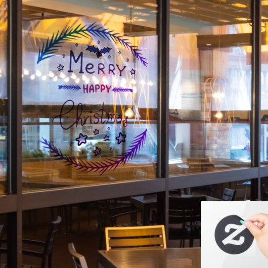 Merry Christmas Window Cling Raamsticker (Restaurant Raam)