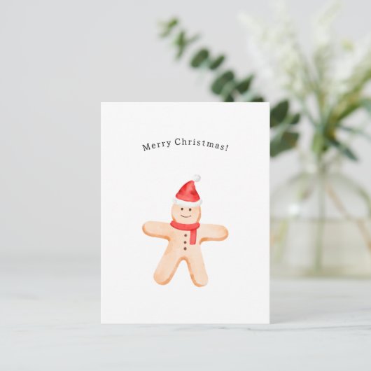 Merry Christmas Winter Gingerbread Man Card Briefkaart (Staand voorkant)
