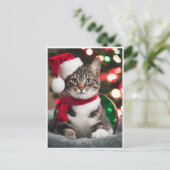 Merry Christmas with a cute kitten Feestdagenkaart (Staand voorkant)
