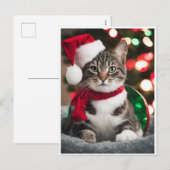 Merry Christmas with a cute kitten Feestdagenkaart (Voorkant / Achterkant)