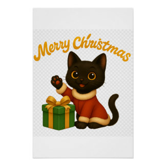 Merry Christmas with Emi the Black Cat Perfect Poster