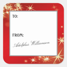 Merry Christmas with Gold Stars Gift Label