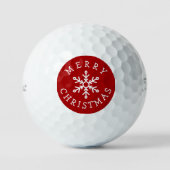 Merry Christmas with Snowflake on Bright Red Golfballen (Voorkant)