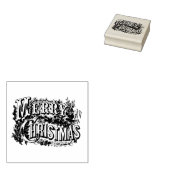 MERRY CHRISTMAS WOOD ART STAMP 	RUBBERSTEMPEL (Gestempeld)