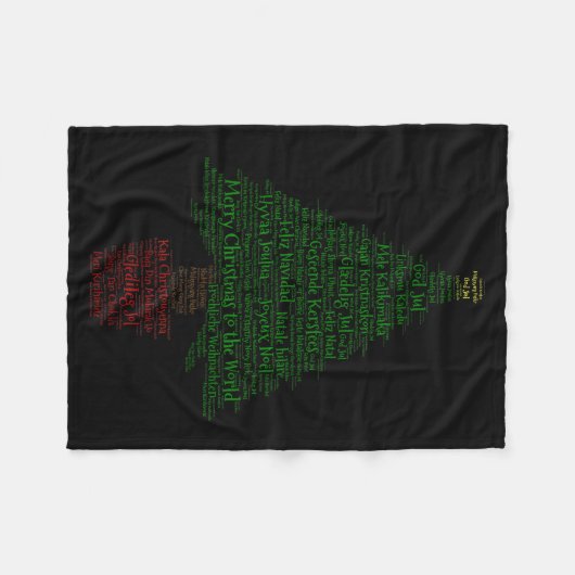 Merry Christmas World Languages Word Tree Fleece Deken (Voorkant (Horizontaal))