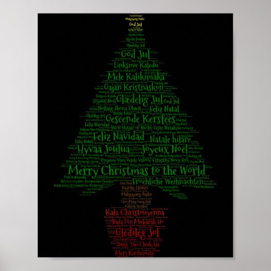 Merry Christmas World Languages Word Tree  Poster (Voorkant)