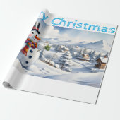Merry Christmas Wrapping Snowman Vintage Cadeaupapier (Uitgerold)