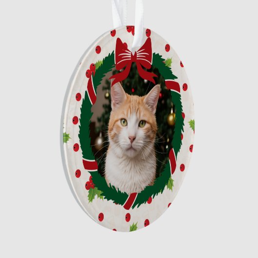 Merry Christmas Wreath and Holly Custom Pet Photo (devant)