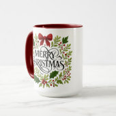 Merry Christmas Wreath Coffee Mug Mok (Voorkant links)