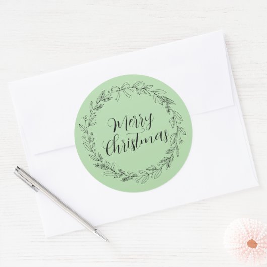 Merry Christmas wreath crest stickers and sealers (Enveloppe)