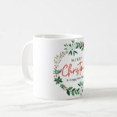 Merry Christmas Wreath Mug – Holiday &  Mug, 11 oz (Devant gauche)
