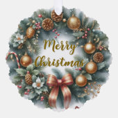 Merry Christmas Wreath Personalized Ornament Kaart (Voorkant)