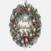 Merry Christmas Wreath Personalized Ornament Kaart (Links)