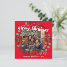Merry Christmas Wreath Photo Personalized Family N