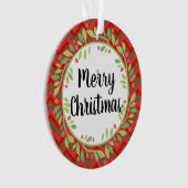 Merry Christmas Wreath Retro Red Classic Round (devant)