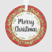 Merry Christmas Wreath Retro Red Classic Round (dos)