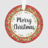 Merry Christmas Wreath Retro Red Classic Round (devant)