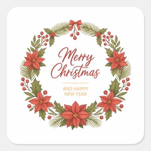 Merry Christmas Wreath Sticker – Holiday  (Devant)