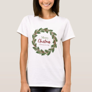 Merry Christmas Wreath T-Shirt voor Dames