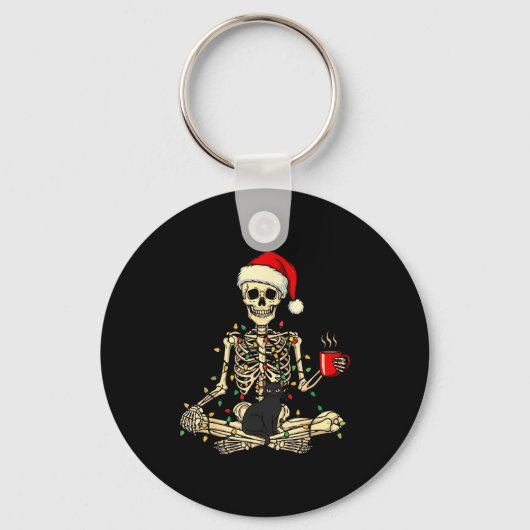 Merry Christmas Xmas Skull Skeleton Funny Matching Sleutelhanger (Voorkant)