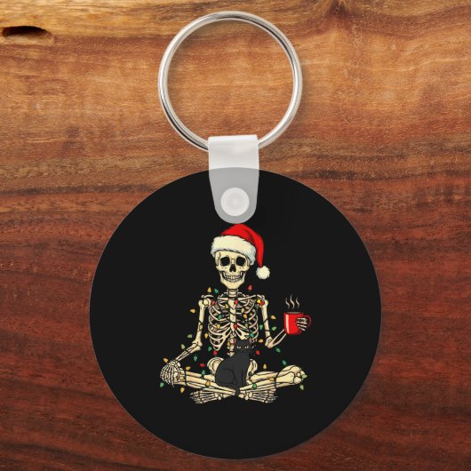 Merry Christmas Xmas Skull Skeleton Funny Matching Sleutelhanger (Voorkant)