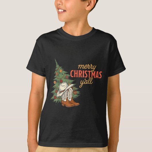 Merry Christmas Y’all Western Cowboy Holiday Men W T-shirt (Voorkant)