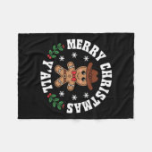 Merry Christmas Yall Gingerbread Cowboy Howdy West Fleece Deken (Voorkant (Horizontaal))