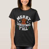 Merry Christmas Yall Gingerbread Cowboy Howdy West T-shirt (Voorkant)
