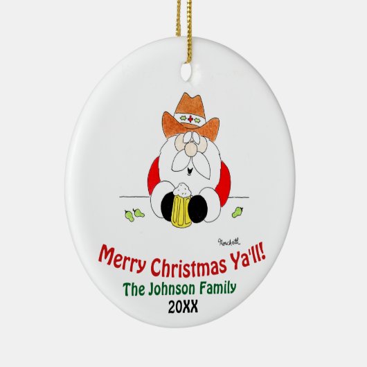 Merry Christmas Ya'll Santa Christmas Ornament (Rechts)