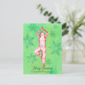 Merry Christmas Yoga Tree Pose Personalized Feestdagenkaart (Staand voorkant)