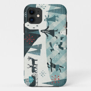 Merry Christmastime Skating Scene iPhone 11 Hoesje
