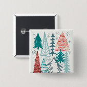 Merry Christmastime Trees Vierkante Button 5,1 Cm (Voorkant /achterkant)