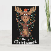 Merry Christmoose Christmas Moose Xmas Tree Lights Kaart (Voorkant)