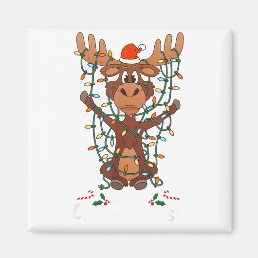 Merry Christmoose Christmas Mooses Xmas Tree Light Magneet (Voorkant)