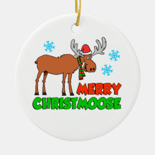 Merry Christmoose Cute Holiday Pun Keramisch Ornament