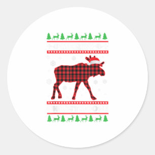 Merry Christmoose Family Pajamas Moose Ronde Sticker