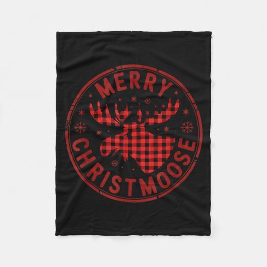 Merry Christmoose Funny Christmas Badge Moose Part Fleece Deken (Voorkant)